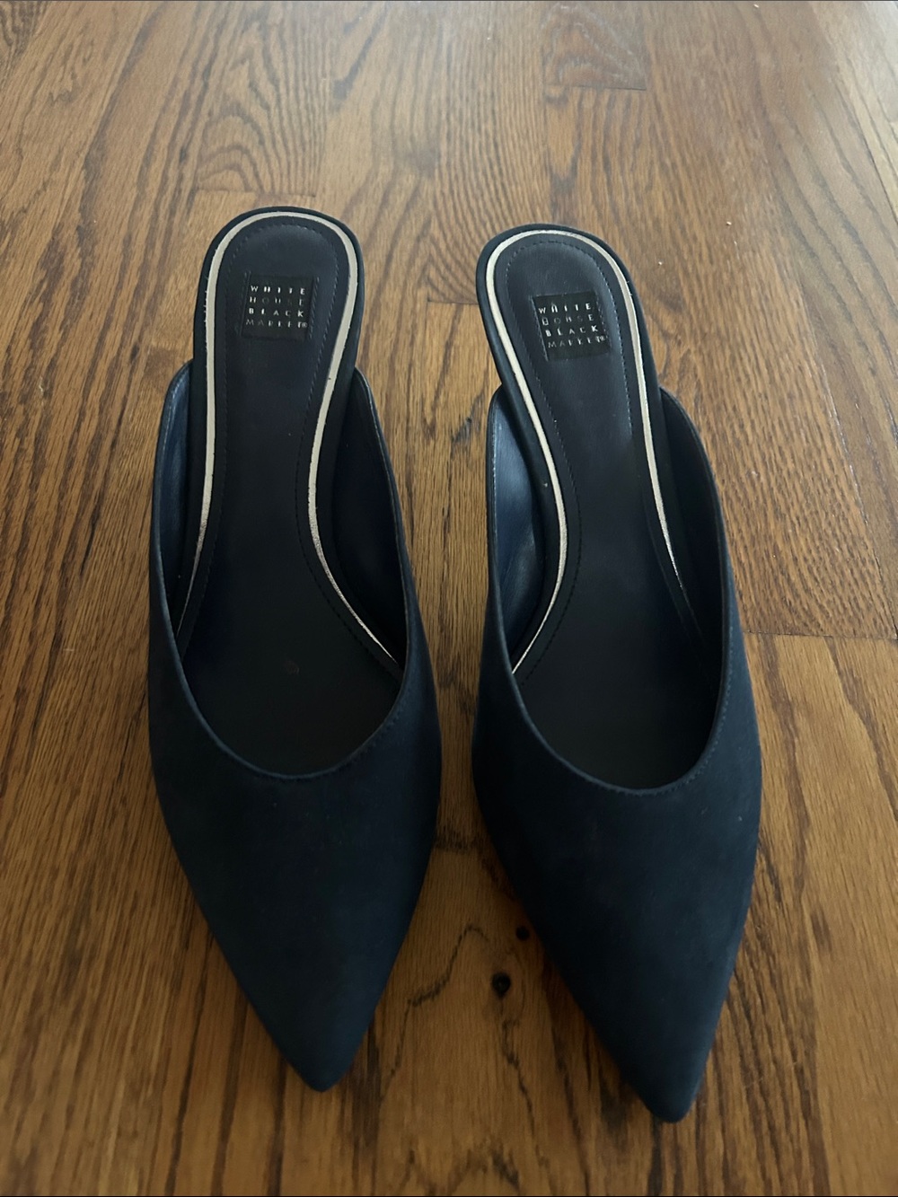White House Black Market Navy Pointed Toe Slip-On Mules